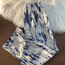 Summer bunches abstract splashing ink Joker loose slim casual pants fat high waist hanging chiffon Tuffon pants women thin