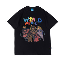 Tide brand creative cartoon letter printing short-sleeved T-shirt womens and womens Korean ins loose BF wind large size trend summer clothes