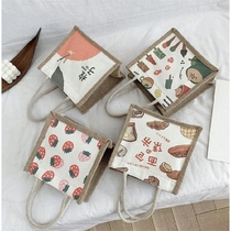 Lunch box bag 2020 canvas bag womens shoulder tote bag ins Japanese cartoon college student class bag lunch bag