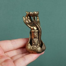 Vintage pure copper Guanyin lotus inverted incense insert ornament solid pure copper lotus guanyin inverted incense ornament