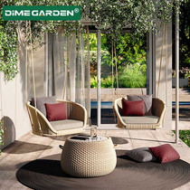Balcony hanging basket Net red outdoor Nordic swing rocking chair courtyard villa single rattan birds nest landing Leisure