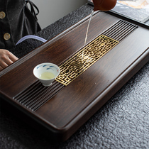 Small bridge flowing water Whole piece of ebony tea tray solid wood kung fu tea set Domestic drainage type small tea stand