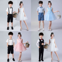 Childrens small suit suit suit boys summer Boys and Girls performance clothes British style handsome flower girl dress
