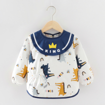 Baby Hood Clothing Pure Cotton Autumn Winter Children Long Sleeves Eat Waterproof Bib Girl Meal Pocket Baby Anti Dirty Anti-Wear Hood Clothes