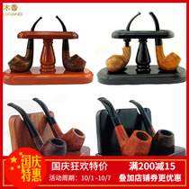 Solid wood two-seat pipe rack vertical 2 pipe seat base display shelf high-grade mahogany double bucket rack