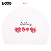 HOOG butterfly grid silicone swimming cap womens adult big child long hair plus size comfortable non-le head professional swimming cap