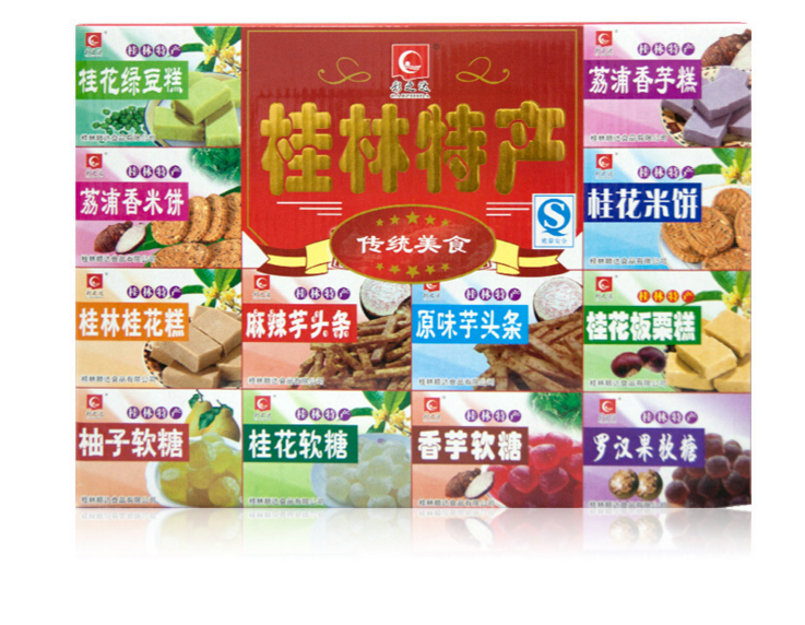 Guangxi Guilin specialty color up to the green bean chestnut laurel cake headline gumming gift box 418g buy 3