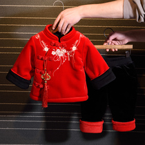 Infant childrens clothing New Year festive winter Chinese New Year female baby Tang suit annual dress