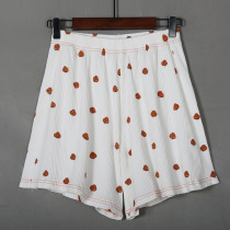 2022 Summer sweetness printed teenage girl High waist loose broadleg home shorts female Korean version Fashion commuter pyjamas