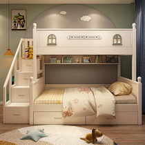 Full solid wood upper and lower bunk beds Small family Type of children High and low beds High Box Two beds Siblings Up And Down Bed Primary and secondary beds