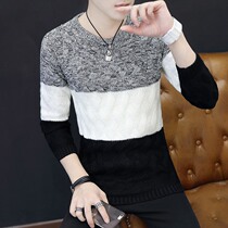 Rich bird sweater mens spring and autumn new Korean version of the trend inside the base long-sleeved round-neck sweater top clothes