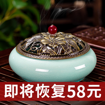 Incense burner household agarwood incense burner antique ornaments indoor creative sandalwood coil incense mosquito coil incense plate aroma diffuser large size