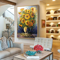 Pure hand-painted oil painting Sunflower restaurant porch decorative painting study living room mural custom Hotel hanging painting large size