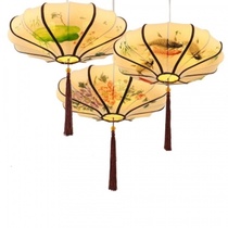 New Chinese Hand Painting Fabric Lantern Chandelier China High-end Hall Hotel Clubhouse Corridor Hot Pot Restaurant Hotel Lamps