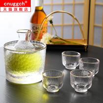 Japanese-style glass hammer wine cup household small jug white wine glass fruit wine cup fruit wine cup cup warm wine Ware