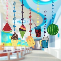 Kindergarten summer wall ring size class Summer theme wall classroom corridor hanging ice cream cone watermelon