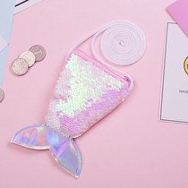 Mermaid bag net red fish tail sequined bag baby fashion chest bag mini cute children shoulder bag girls Summer