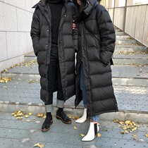 Super Long Couples Down Jacket Men and Women 2021 New Korea Long Knee Plus Size Hooded Jacket to Ankle