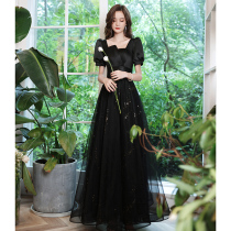 Black evening dress banquet 2021 New temperament niche light luxury high-end high-end sense high-end stunning annual dress dress women