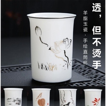 Dry large kung fu tea cup single tea cup white porcelain small Cup Master Cup high grade ceramic tea set smell Cup