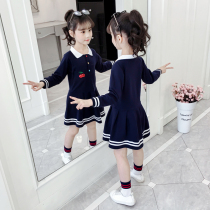  Girls long-sleeved dress Autumn 2021 Western style childrens clothing skirt Girls college style princess dress Spring and autumn childrens skirt