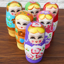 Set of baby toys Russian five-layer shaking sound puzzle children gift cartoon ornaments Net red hand painted solid wood doll