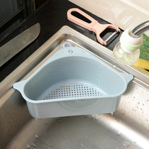 Kitchen sink Triangle drain basket Suction cup faucet shelf Sink pool plastic water filter storage hanging basket
