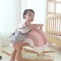INS Korean children rocking horse solid wood toys baby baby rainbow Trojan children rocking chair adults can sit