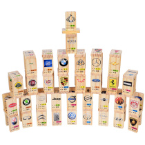 Young children wooden dominoes building blocks early education toys 2-3-6 years old Chinese character mathematics car cognition