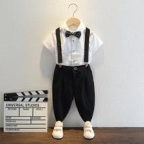  Boys  suit dress Summer British style casual small suit small host clothing Childrens model catwalk performance clothing