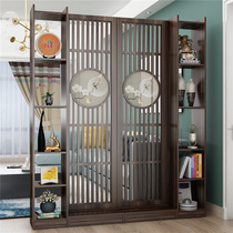 Screen New Chinese style light luxury partition decorative wall Living room home office wine cabinet Modern solid wood wine cabinet entrance cabinet