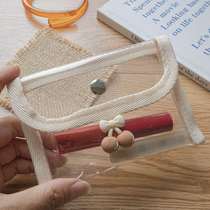 Korean in wind pvc portable bag waterproof transparent small collection of headphones debris tissue packet pocket red envelope