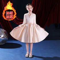 Childrens evening dress high-end girls birthday princess dress little girl host flower girl piano performance clothing autumn and winter