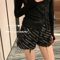 2021 spring and summer new aw letter printed shorts tassel edge high waist hot pants thin wild denim Korean version of the tide