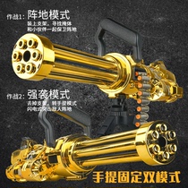 Gold Gatling electric continuous Soft Bullet Gun childrens toy gun Heat boy heavy machine gun simulation shell throwing