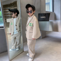  Boys spring and Autumn suit suit Boys khaki autumn suit childrens fashionable Korean dress 2021 new