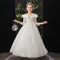 Childrens dress Princess dress puffy gauze Flower Girl Wedding Girl host performance dress evening dress foreign atmosphere autumn and winter