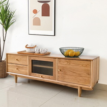 Solid wood TV cabinet Nordic Oak household locker Simple small apartment Cherry wood living room cabinet Environmental protection coffee table