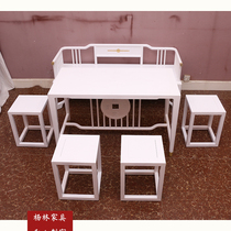 Old Elm Wood New Chinese Table Solid Wood Tea Table Zen Chair Zen sofa Sofa Bed Trio Sofa Tea Table Tea Zhuang