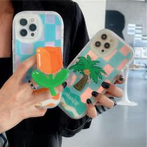 Laser lattice cute bracket Apple Xsmax phone case xr for iPhone11pro 7 8plus soft 12