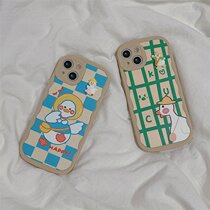 Cartoon Duck applies Apple 13 phone shell 12PROMAX wave tattoo iphone11 small cute XSMAX xr