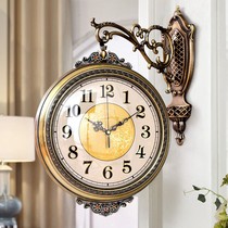 American double-sided wall clock living room luxury watch atmospheric fashion creative household European-style wall clock two-sided clock hanging watch