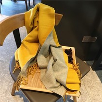 European station cashmere scarf female winter soft glutinous feel soft sister double-sided solid color scarf long thick thick warm shawl