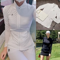 Golf ultra-thin quick-drying sunscreen windbreaker female high elastic slim waist breathable sports zipper jacket back pleats