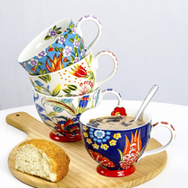 European and American guest hand-painted ceramic breakfast cup large capacity coffee mug underglaze cup oatmeal personality relief