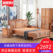 Real rattan bed one meter five vine art single double bed 1 8 meters rattan bed rattan wood big bed real plant vine bed 3010
