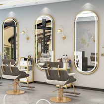  Hair salon mirror Hair salon special net red barber shop mirror table simple with light beauty mirror single mirror LED integrated
