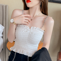 Love according to the beautiful clothes sexy suspenders 2021 summer new sweet temperament folds slim body slim fashion chain