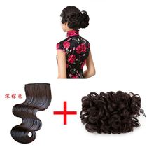 Hand push corrugated wavy hairstyle Hair styling Curly hair Vintage Bangs Wig Republic of China wearing a cheongsam with a wig