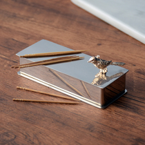 Magpie light luxury metal toothpick box 304 stainless steel rectangular toothpick cylinder toothpick box restaurant toothpick jar